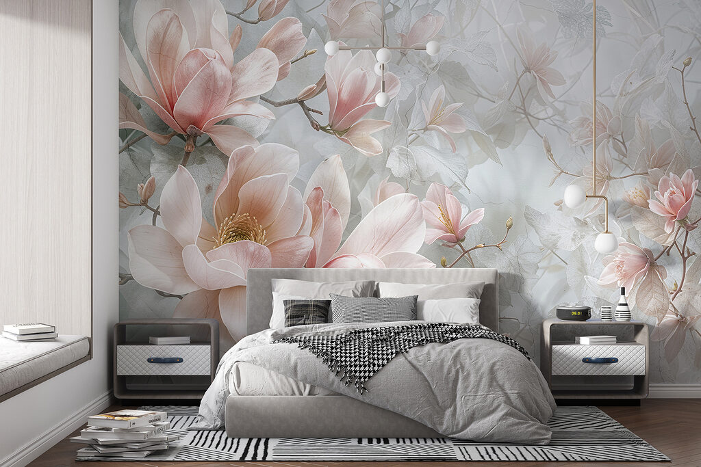 Flores rosas en gris — interior 4