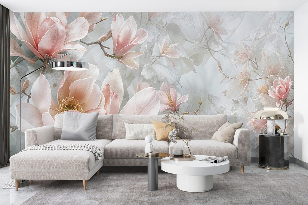Flores rosas en gris — interior 6