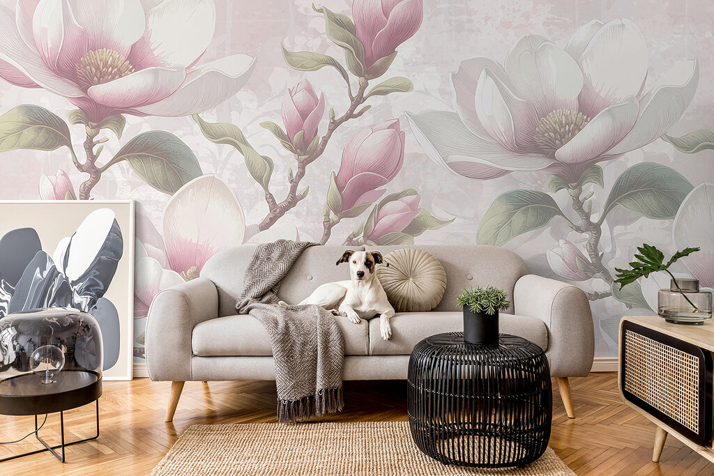 Magnolias rosas en gris — interior 2