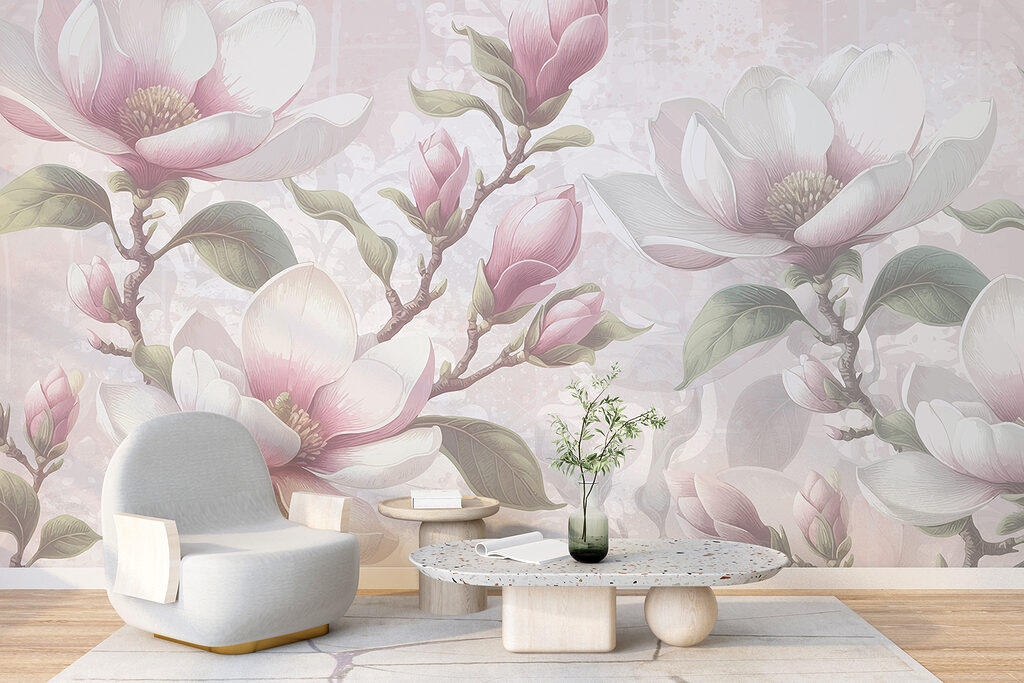 Magnolias rosas en gris — interior 3