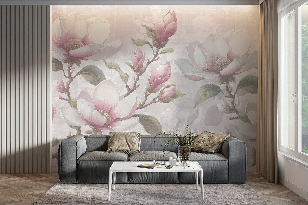Magnolias rosas en gris — interior 5