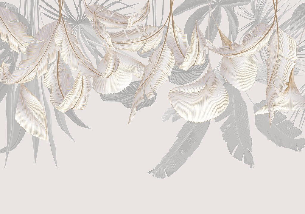 Hojas grises colgantes — diseño completo