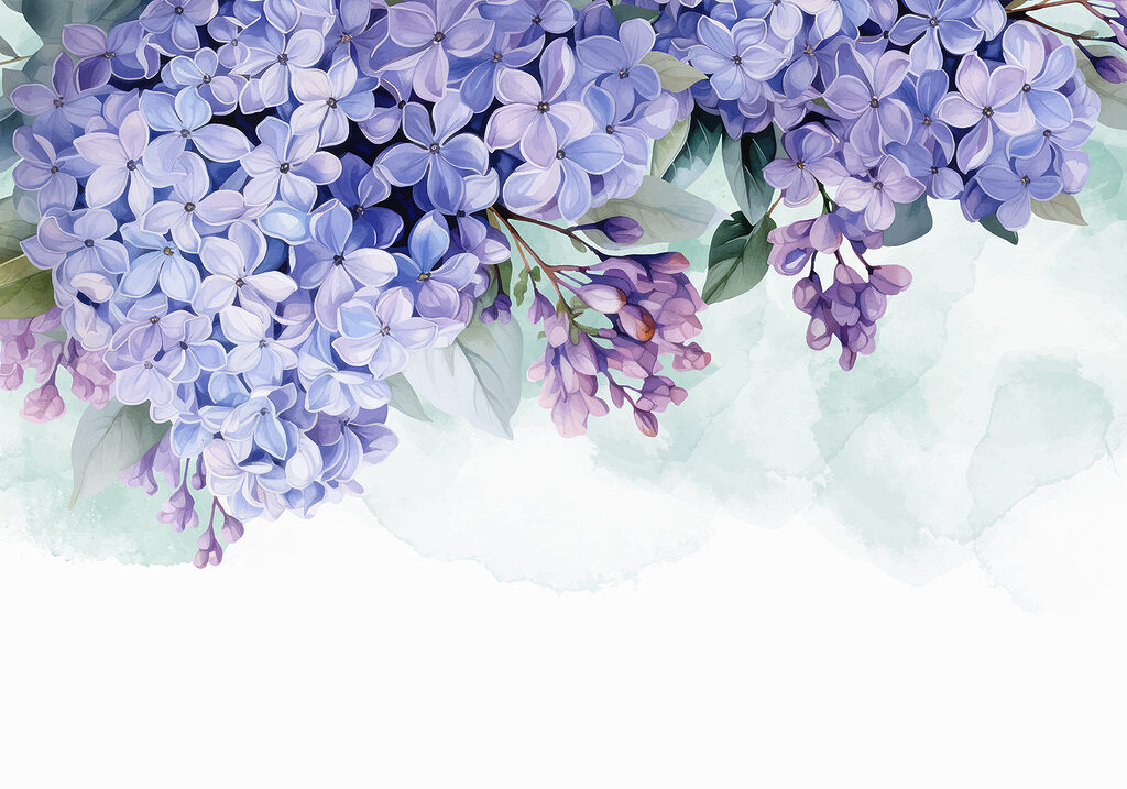 Racimos de flores moradas — diseño completo