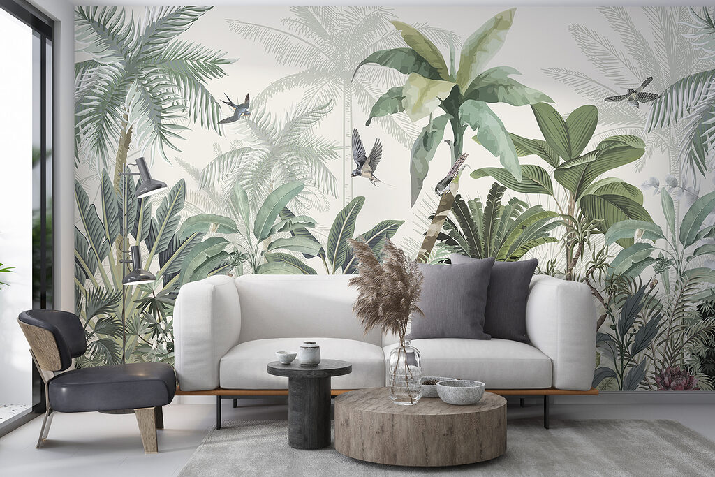 Aves entre plantas tropicales — interior 5