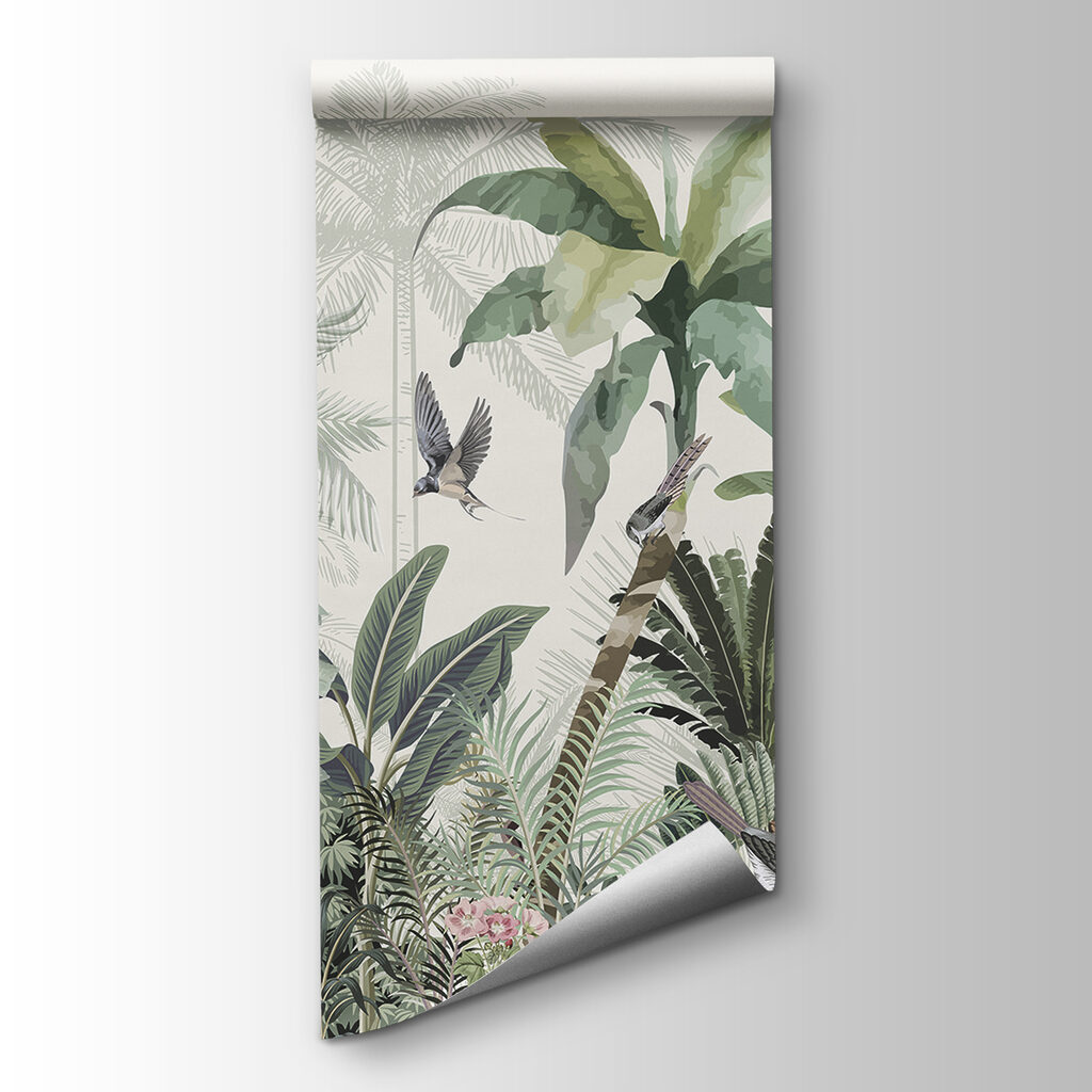 Aves entre plantas tropicales — vista del producto