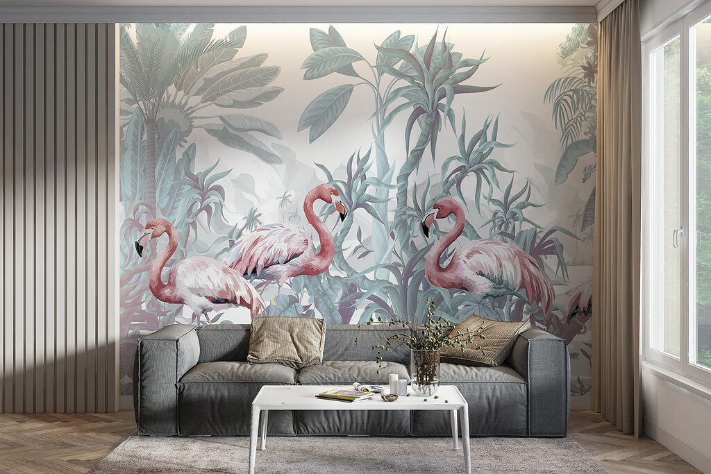 Flamencos entre plantas tropicales — interior 5