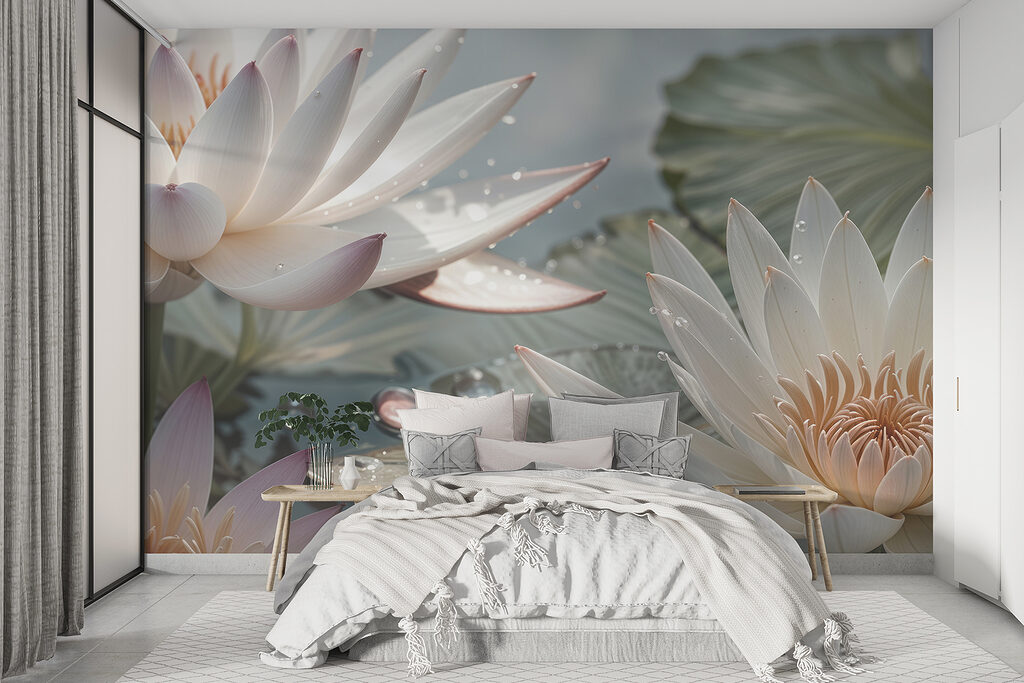Nenúfares con gotas brillantes — interior 1