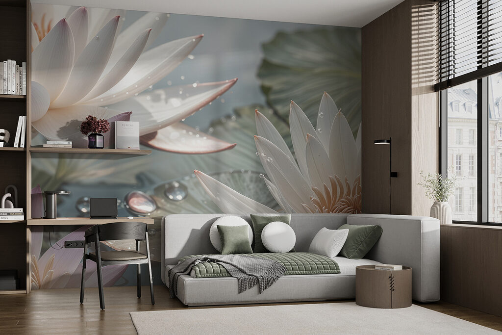 Nenúfares con gotas brillantes — interior 2