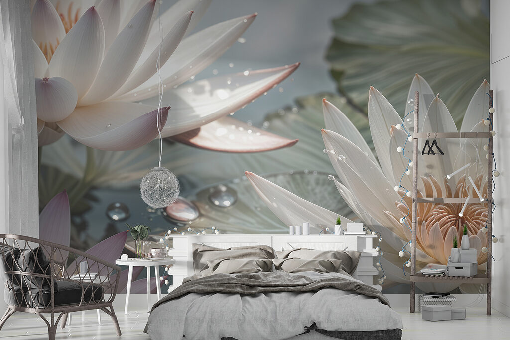 Nenúfares con gotas brillantes — interior 3