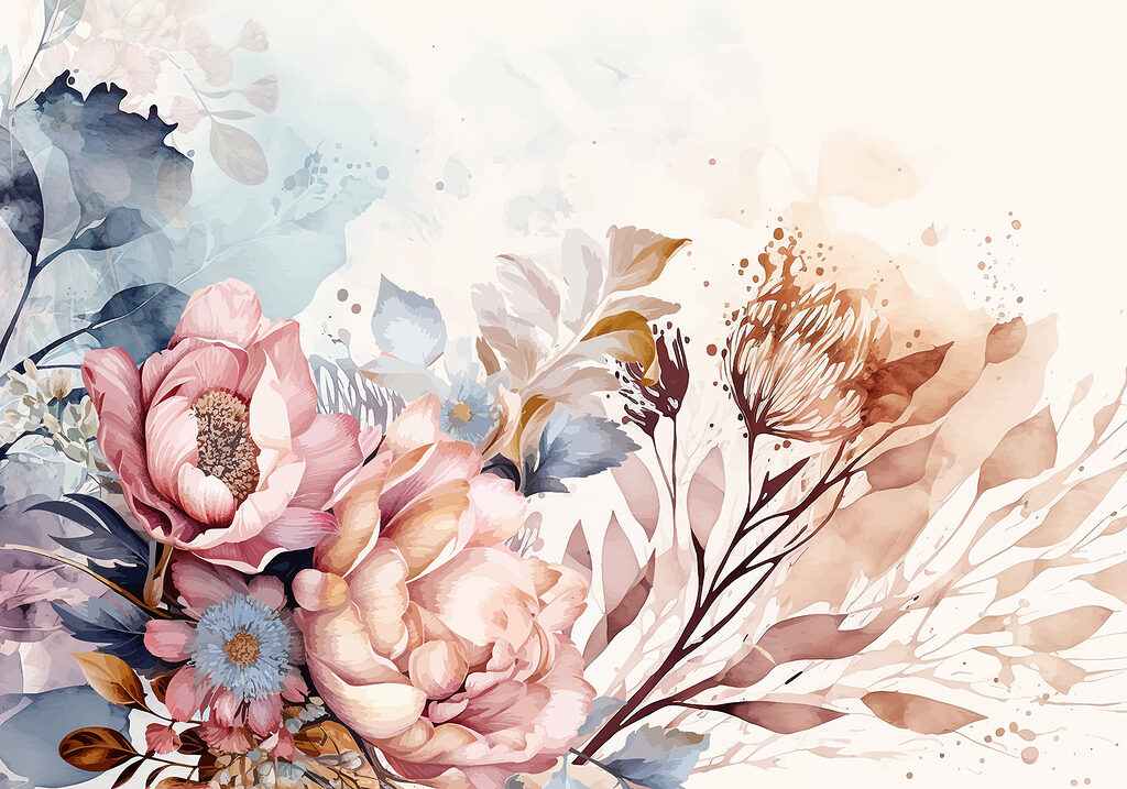 Flores rosas difuminadas — diseño completo