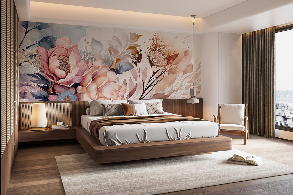 Flores rosas difuminadas — interior 3