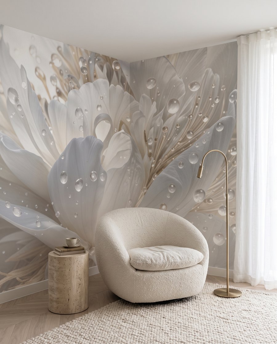Flor blanca con gotas — interior 3