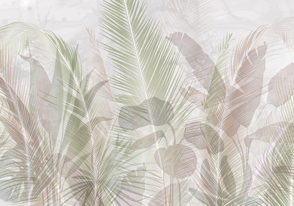 Palmas suaves tras hojas — diseño completo
