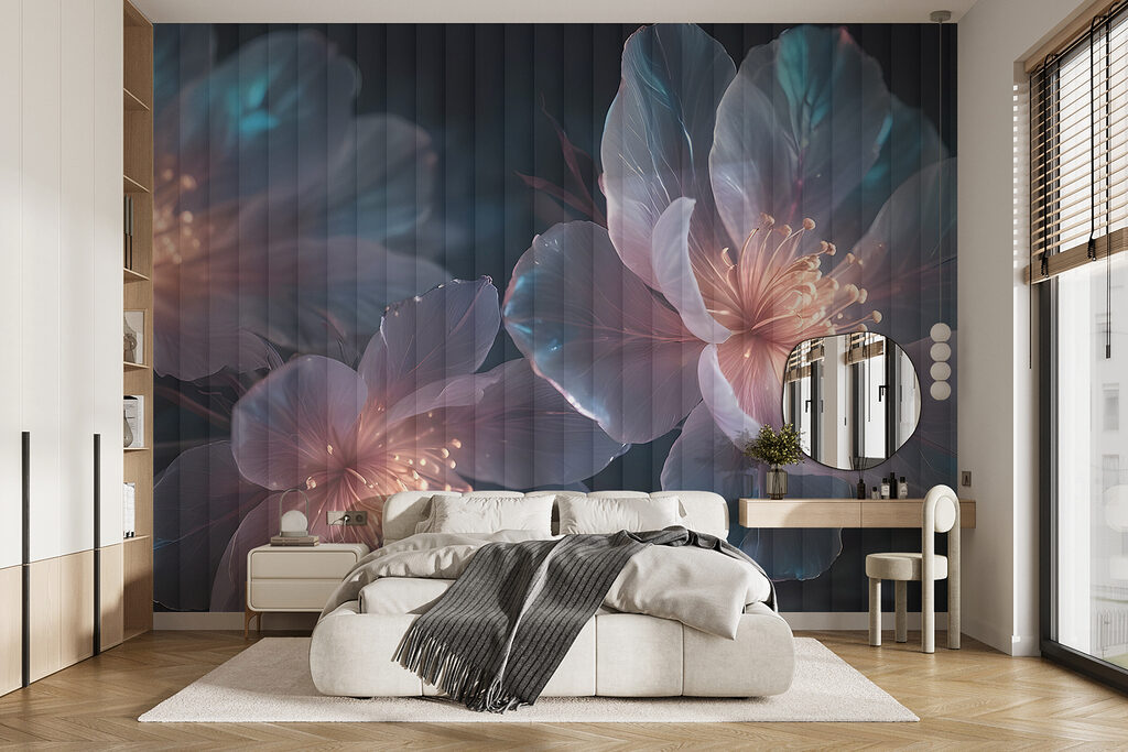 Flores azules con destellos — interior 1