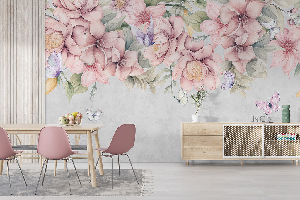 Flores rosas con mariposas — interior 4
