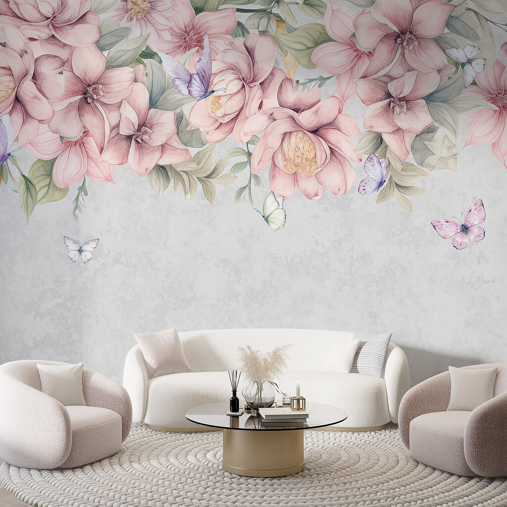 Flores rosas con mariposas — interior 6