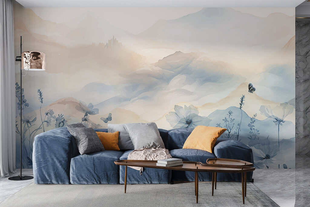Flores azules ante montañas — interior 4