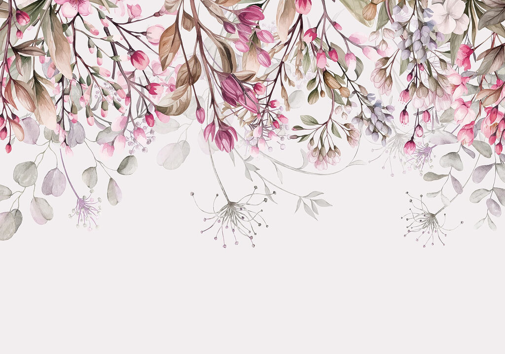 Ramas rosas colgantes — diseño completo