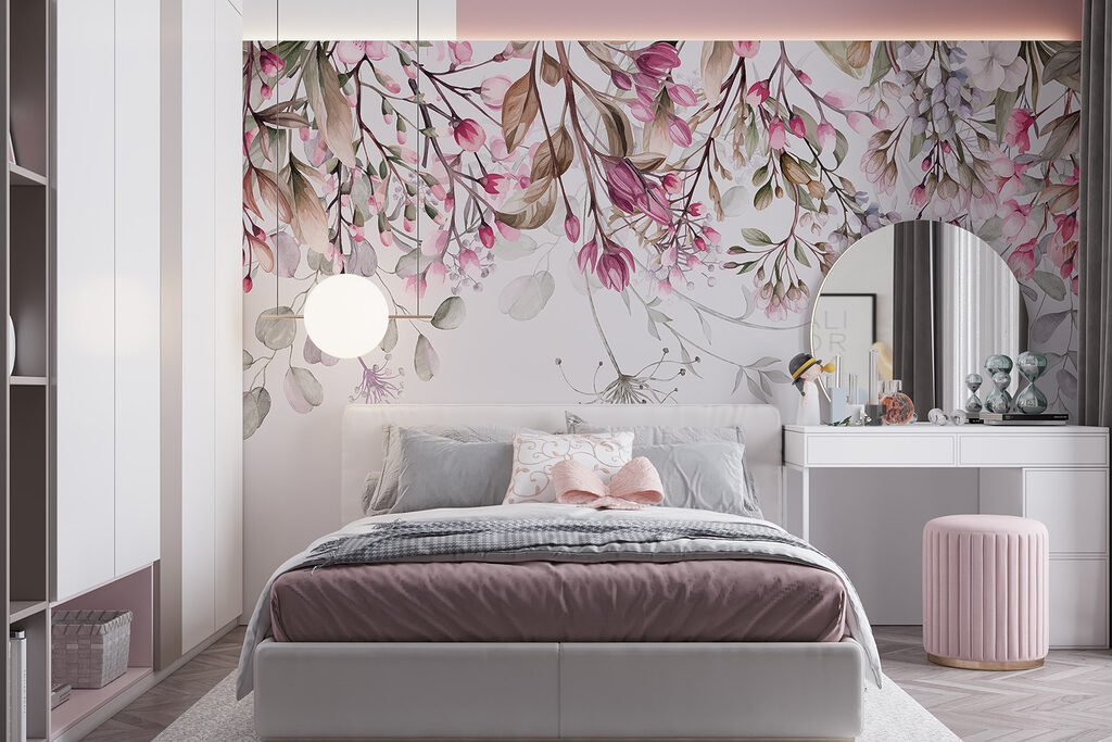 Ramas rosas colgantes — interior 2