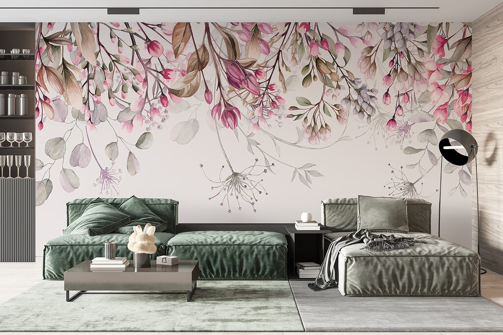 Ramas rosas colgantes — interior 3