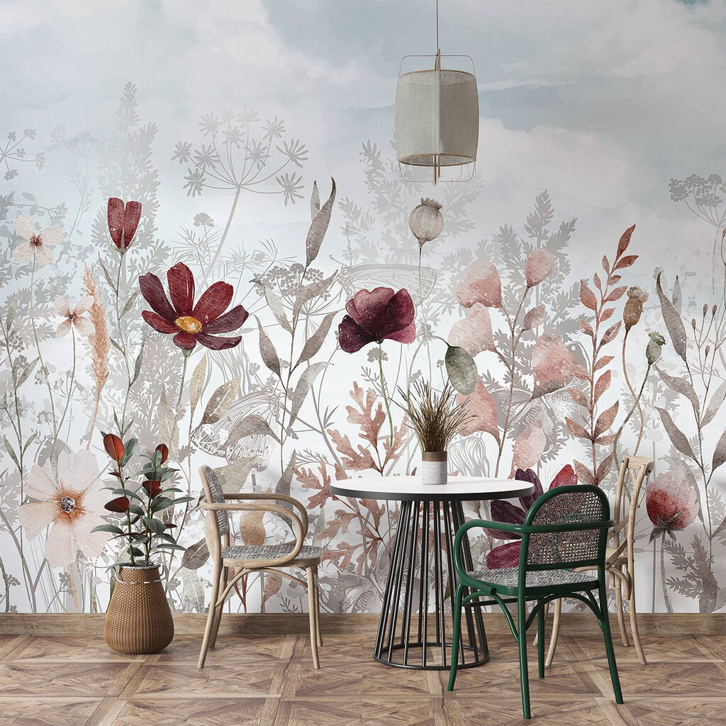 Flores burdeos entre hierbas — interior 6