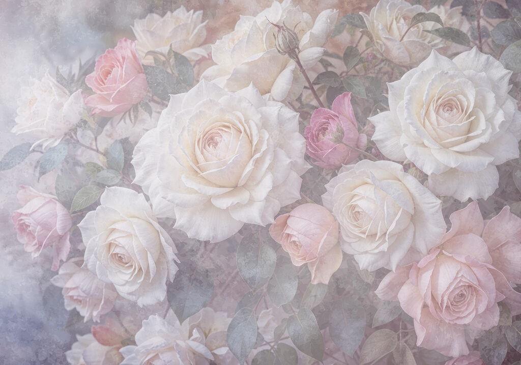 Rosas difuminadas — diseño completo