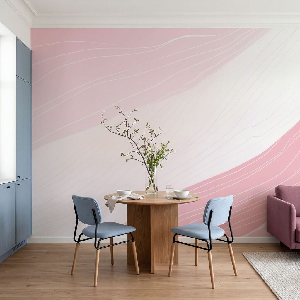 Líneas blancas sobre rosa — interior 1