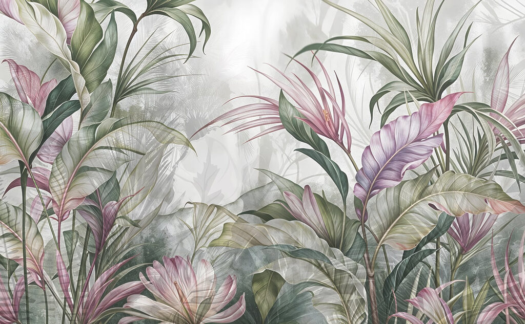 Hojas rosadas en capas — diseño completo