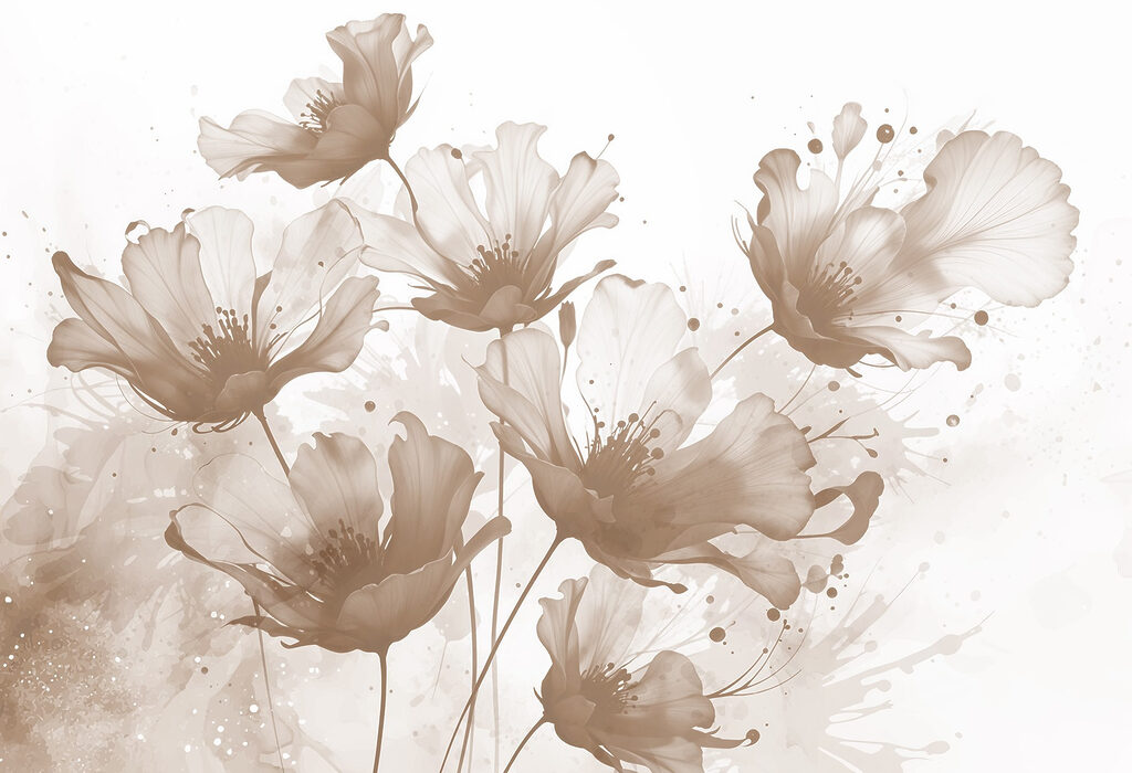 Flores con pinceladas — diseño completo