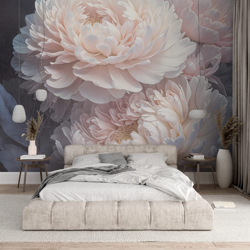 Peonías rosas sobre antracita — interior 1