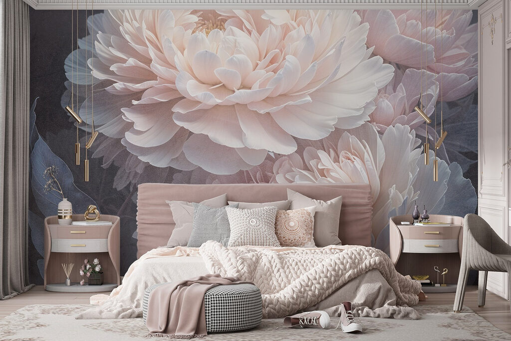 Peonías rosas sobre antracita — interior 2