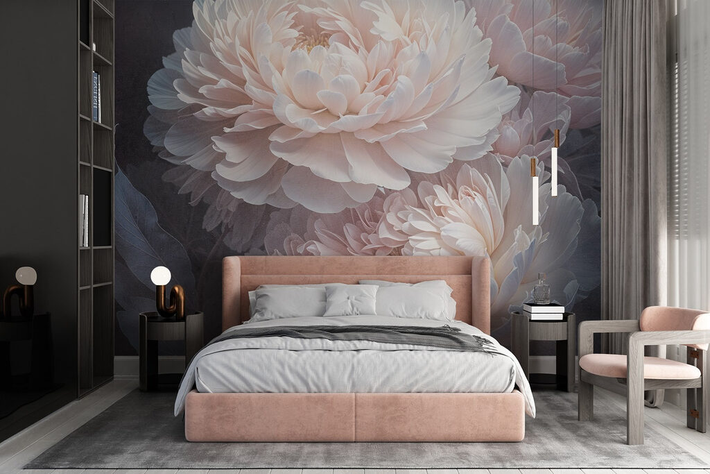 Peonías rosas sobre antracita — interior 3