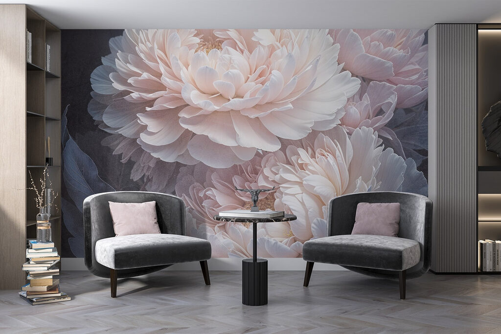 Peonías rosas sobre antracita — interior 4