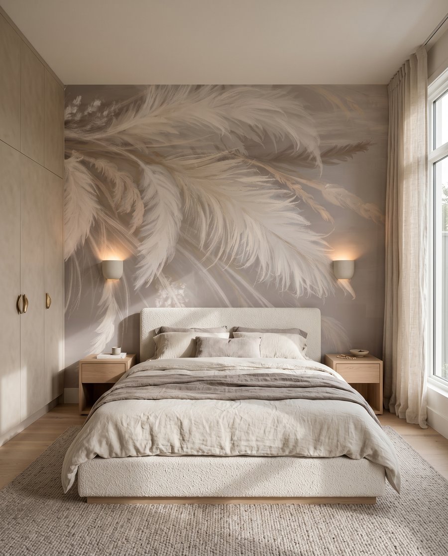 Plumas en sombra crema — interior 2