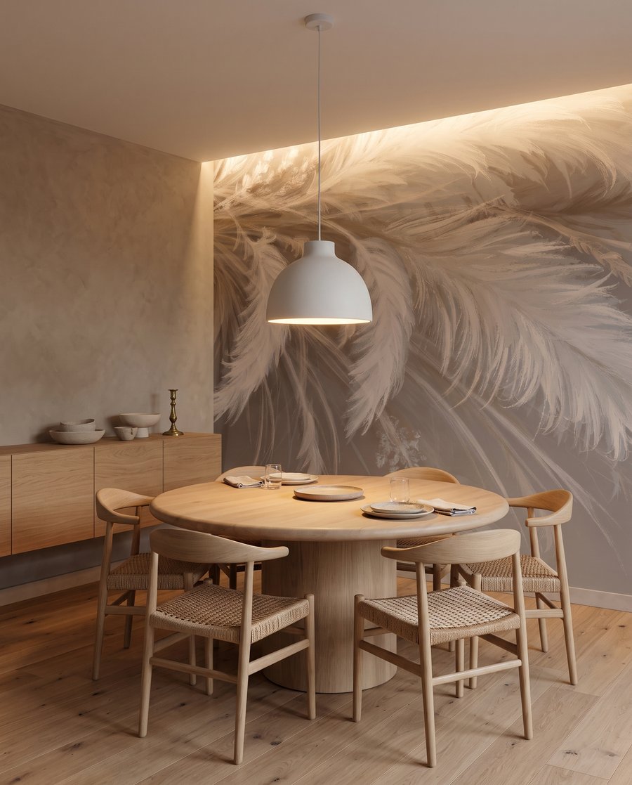 Plumas en sombra crema — interior 3