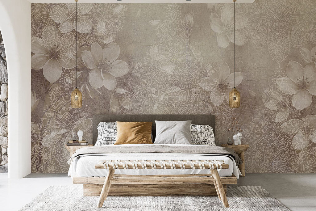 Flores en fondo texturado — interior 1