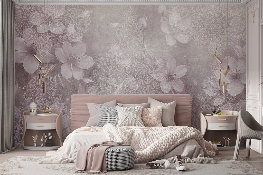 Flores en fondo texturado — interior 1