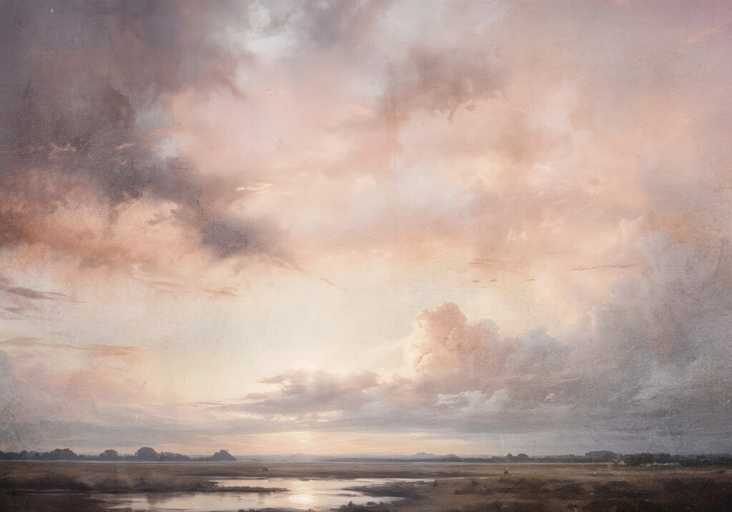 Nubes al atardecer — diseño completo