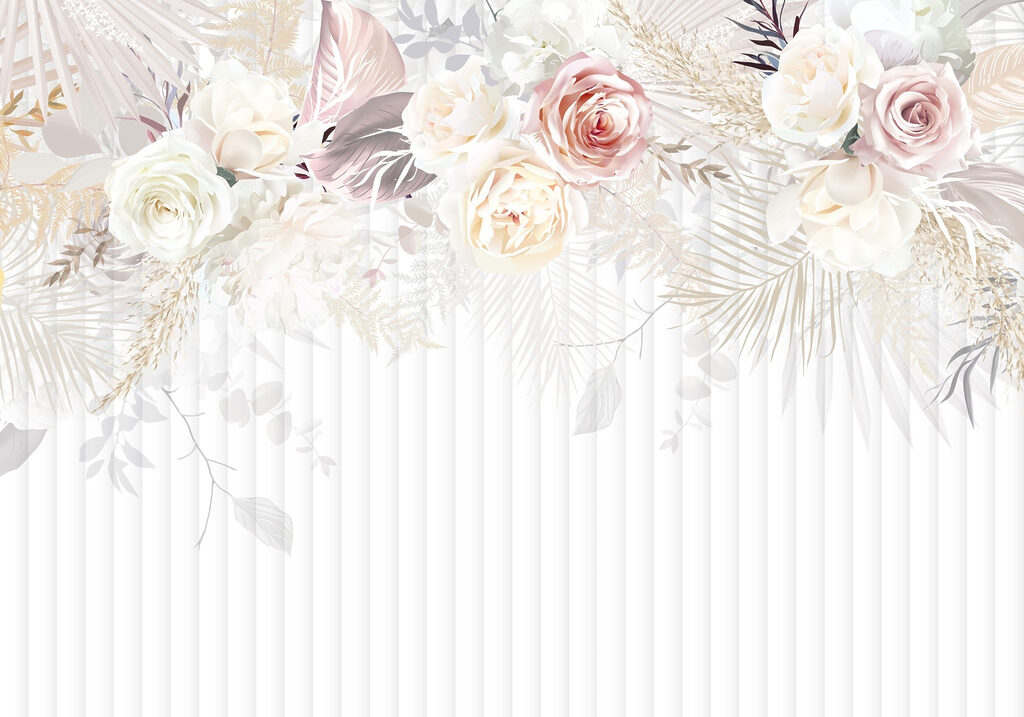 Rosas sobre finas rayas — diseño completo