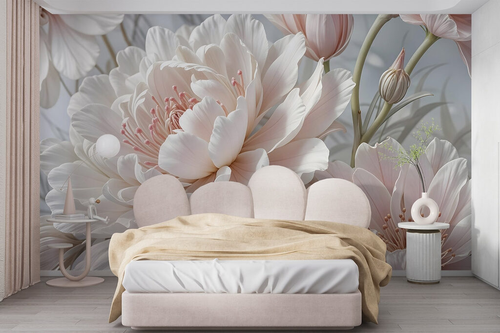 Flor blanca en rosa — interior 1