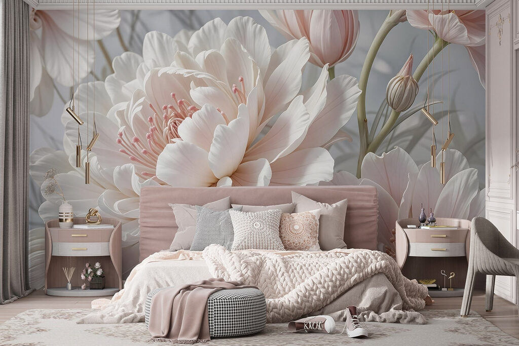 Flor blanca en rosa — interior 3