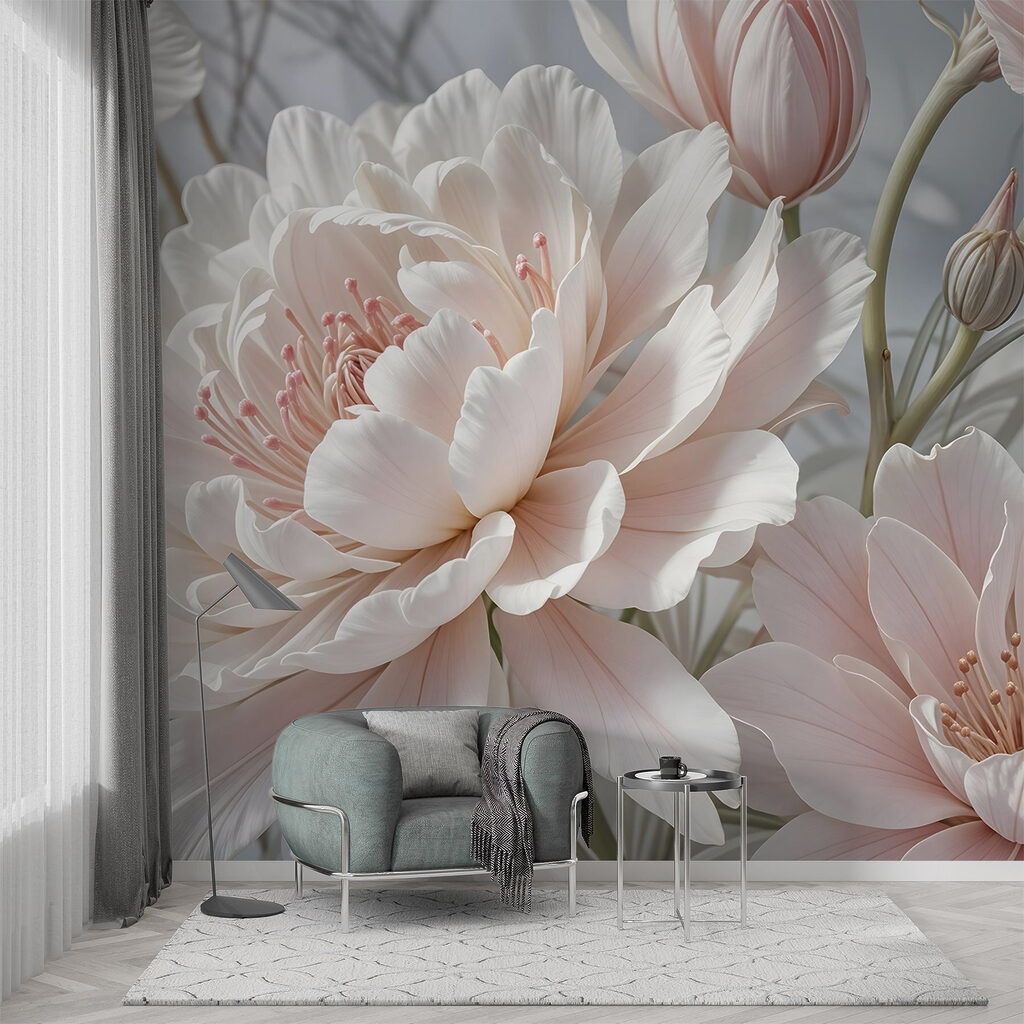 Flor blanca en rosa — interior 5