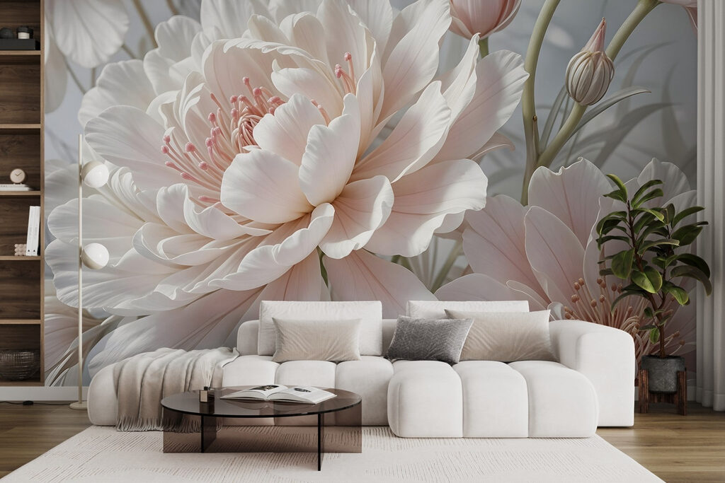 Flor blanca en rosa — interior 6