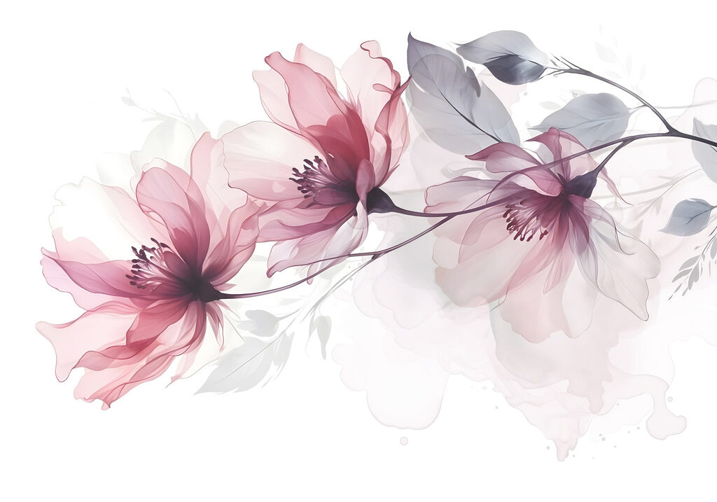 Ramas con flores rosas — diseño completo