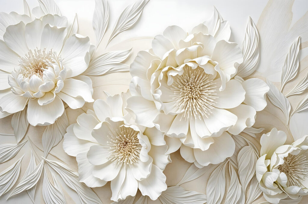 Flores blancas con oro — diseño completo