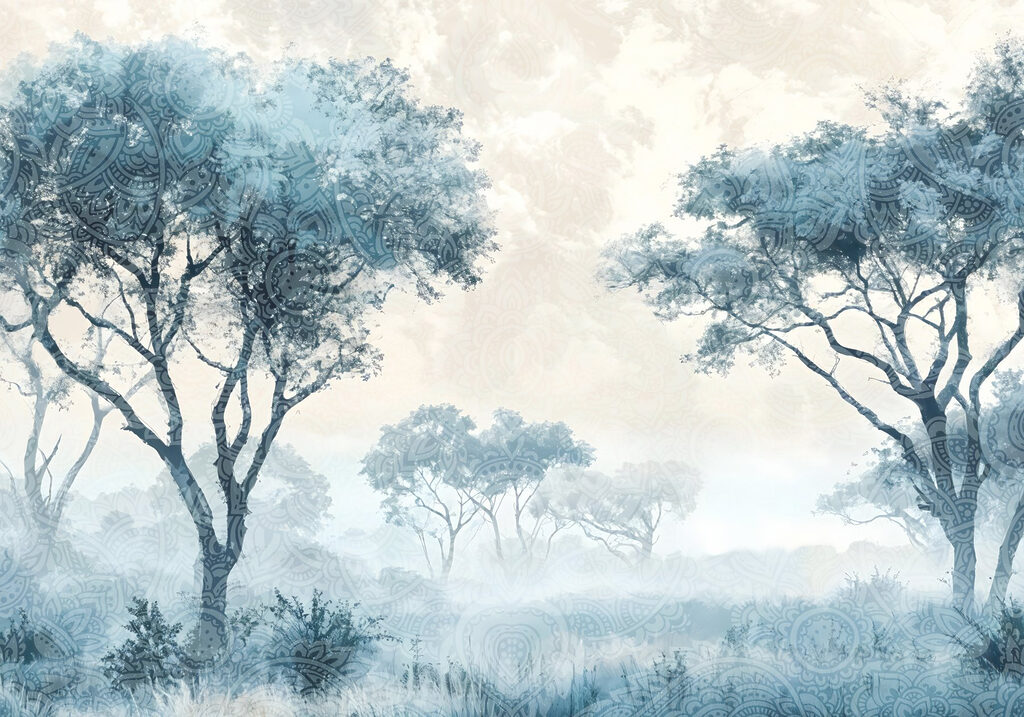 Árboles en un prado — diseño completo