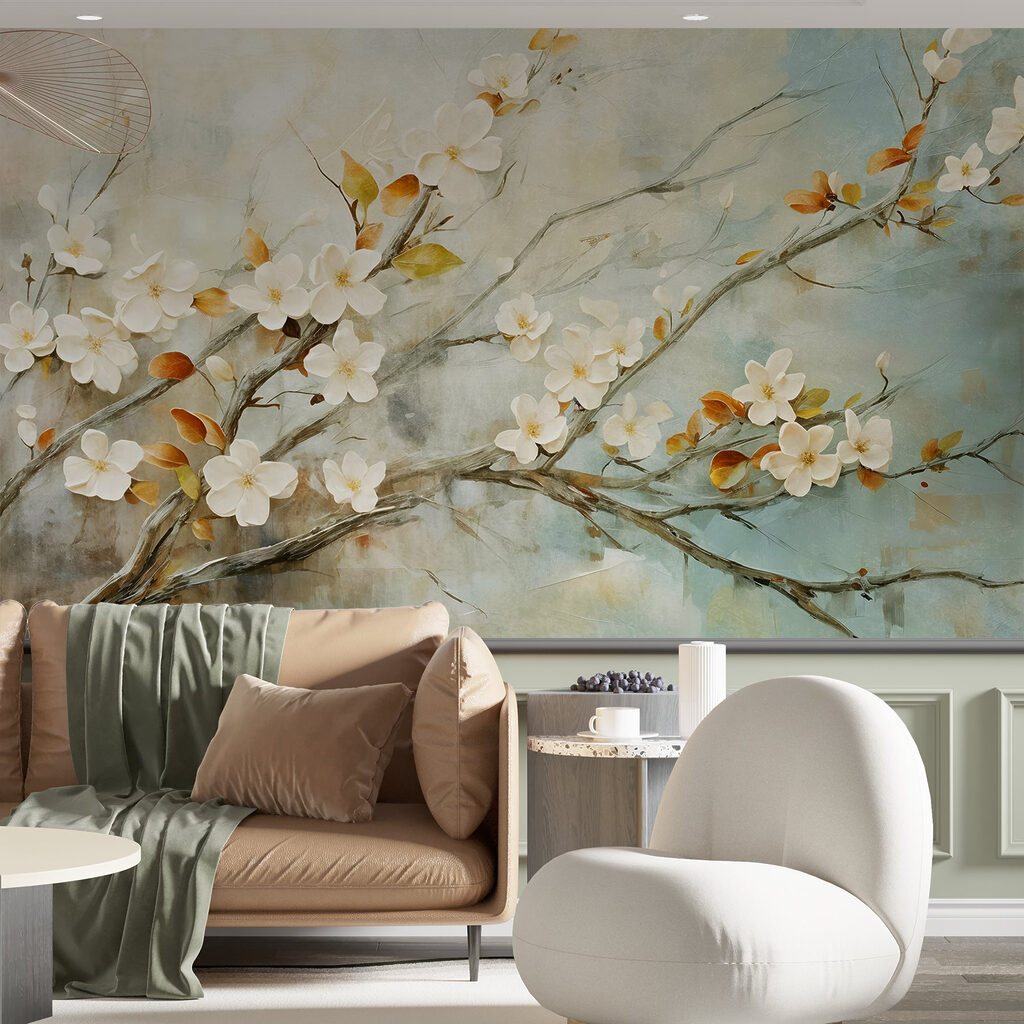 Flores blancas y ocres — interior 5