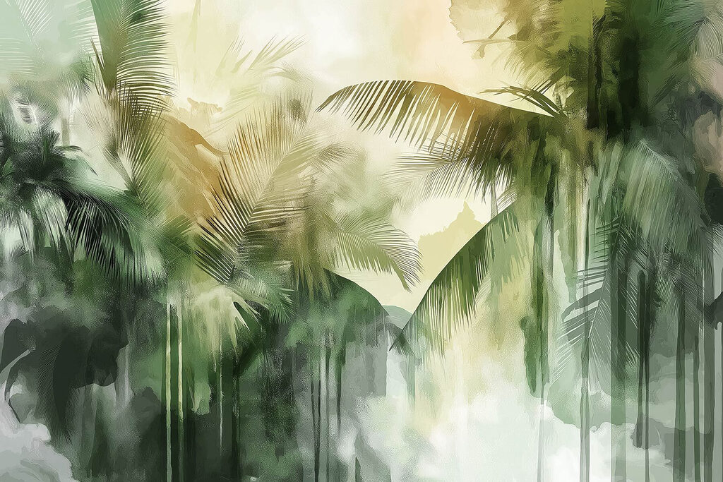Palmeras verdes en trazos — diseño completo