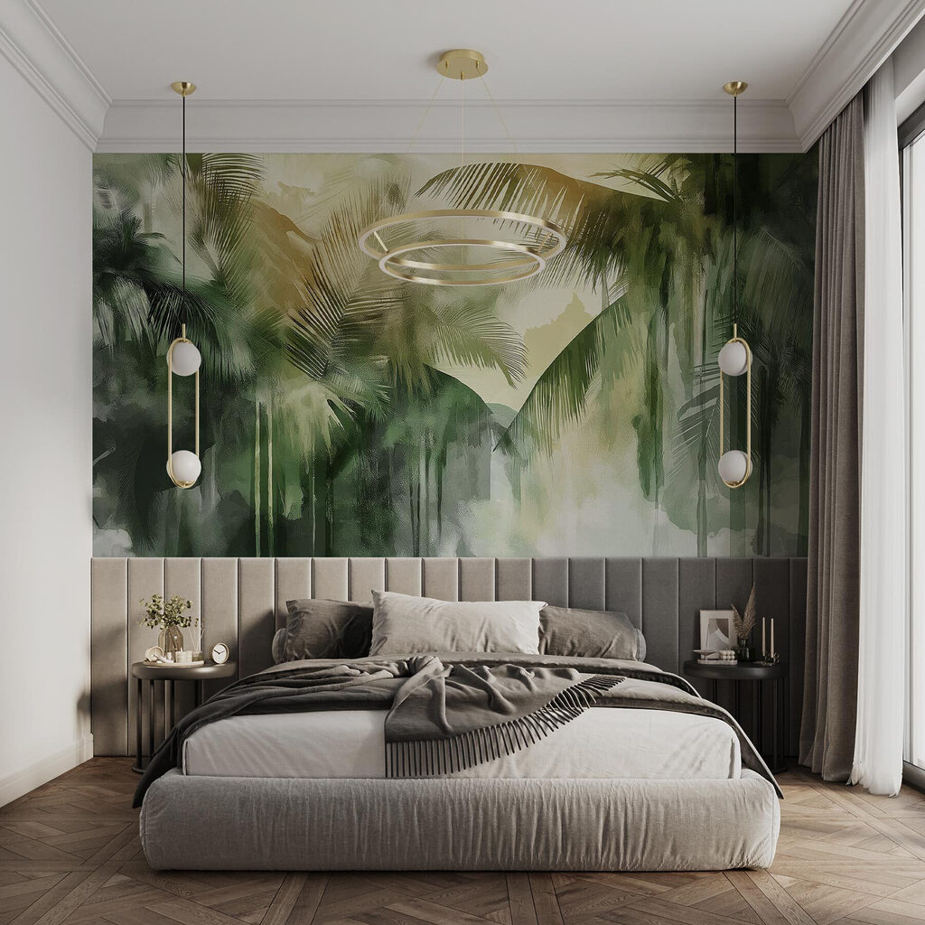 Palmeras verdes en trazos — interior 1