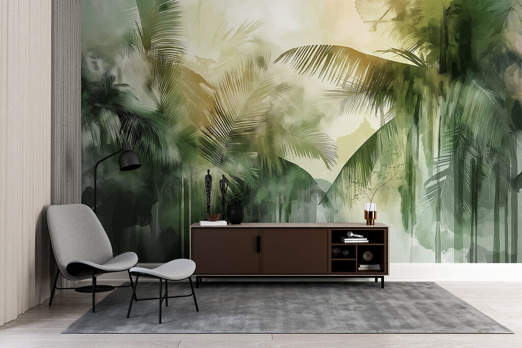 Palmeras verdes en trazos — interior 4